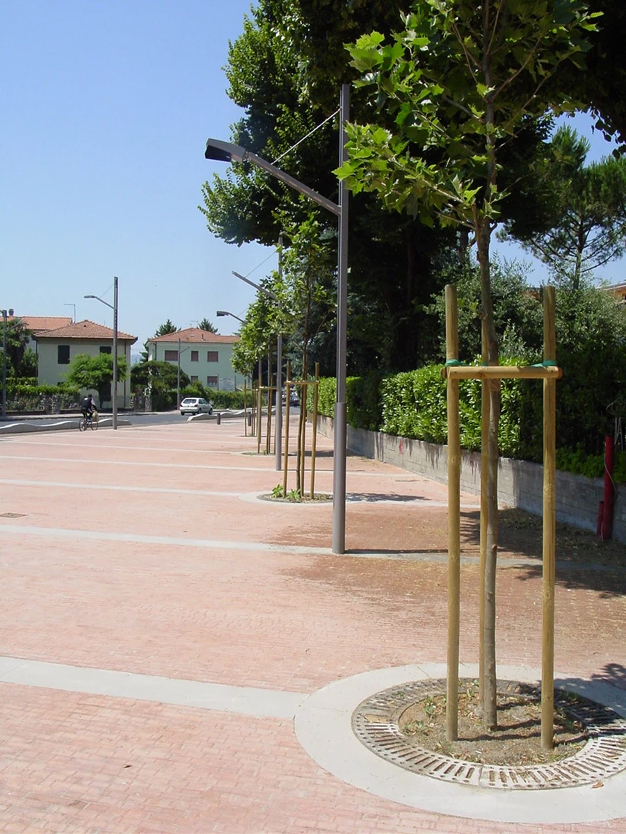 Percorso ciclopedonale alberato di Viale Barsanti e Matteucci tra il centro storico di Lucca e il Serchio